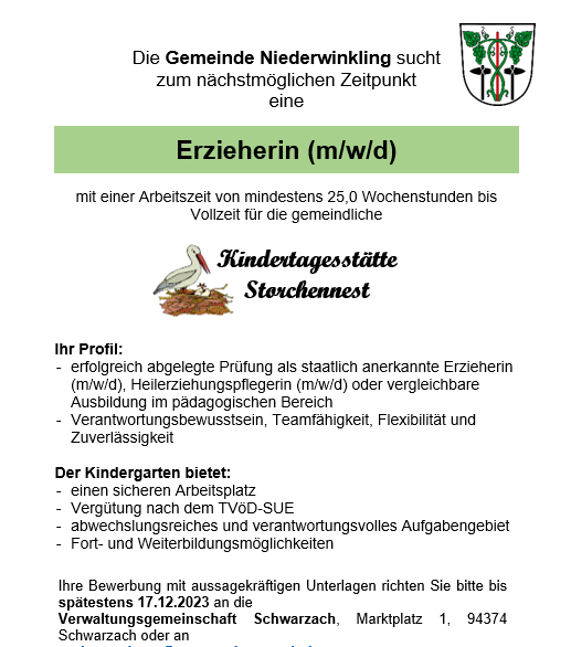Stellenausschreibung Kindergarten